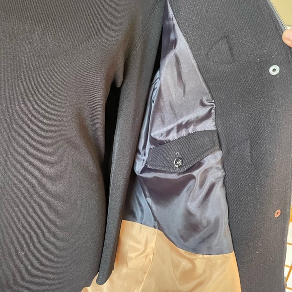 Saint James Navy and Camel Color-block Wool Coat Size EU 42 /CAD 12 NWT - Picture 12 of 16